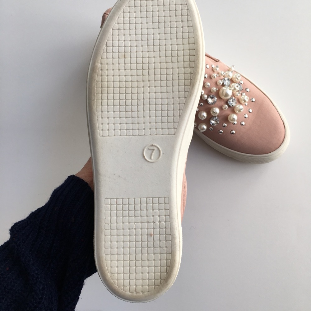 Mossimo Raquel Pink Satin Jeweled Pearl Sneakers - Picture 6 of 6